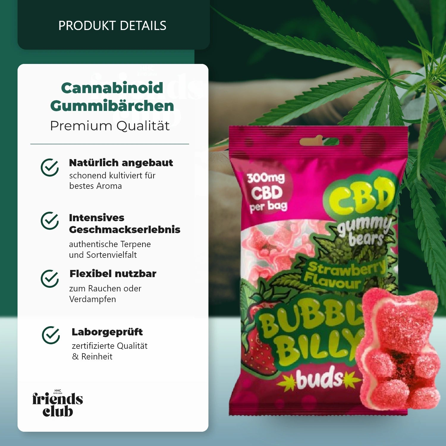 CBD Aroma Gummies - Bubbly Billy Buds 10Stück 300mg-HHCFriends