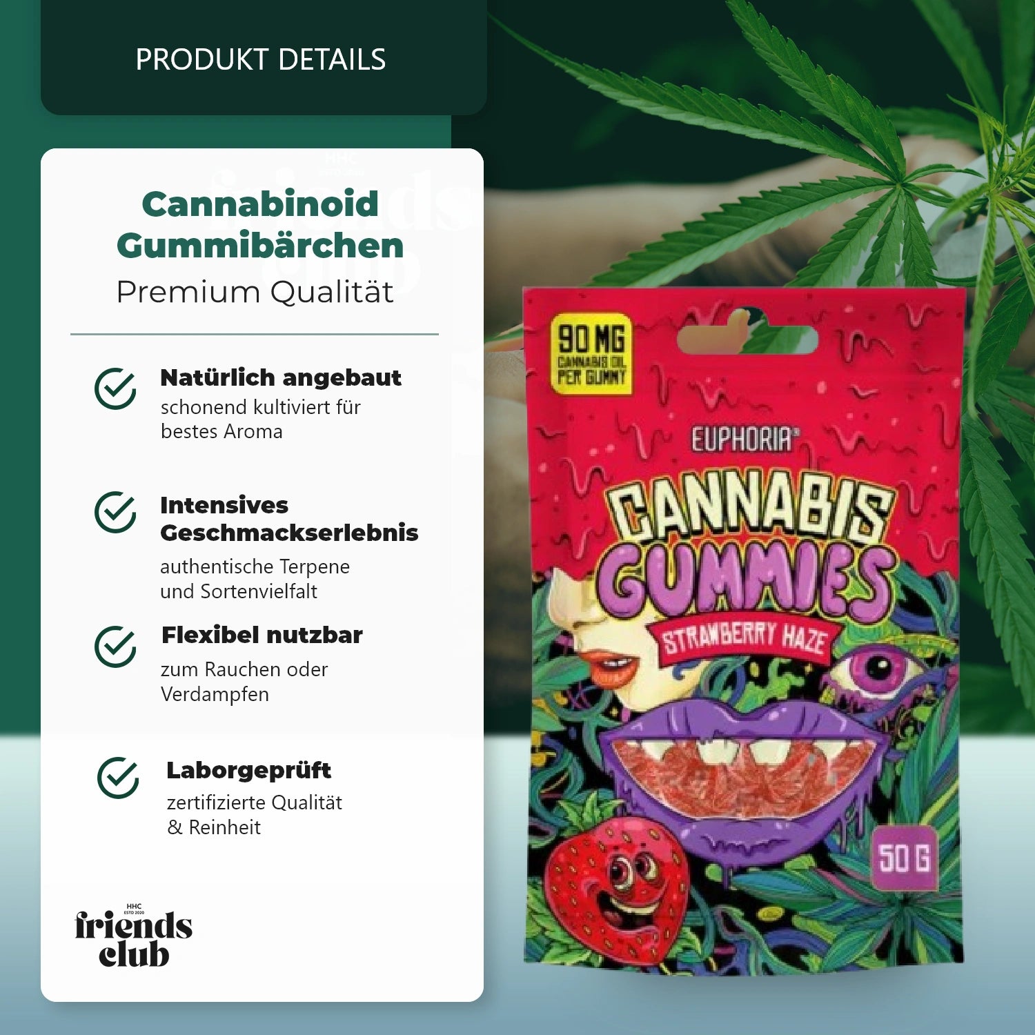 Euphoria Aroma Gummies Strawberry Haze 50g-HHCFriends