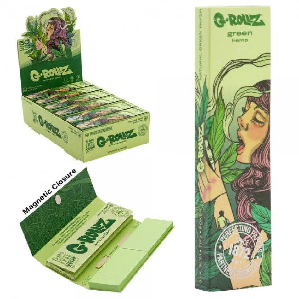 G-Rollz „Mushroom Lady“ Bio-Grünhanf – 50 King Size Slim Papers + Tips-HHCFriends