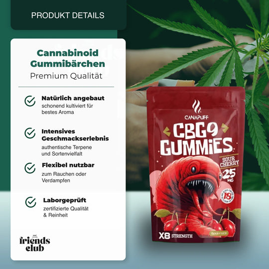 CBG9 Aroma Gummies Sour Cherry 5Stück-HHCFriends