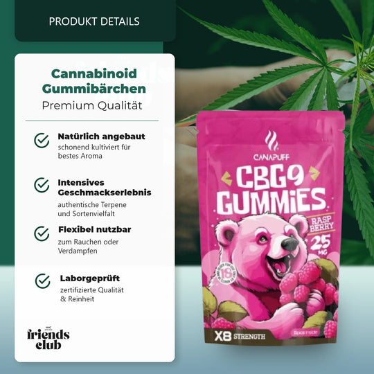 CBG9 Aroma Gummies Raspberry 5Stück-HHCFriends
