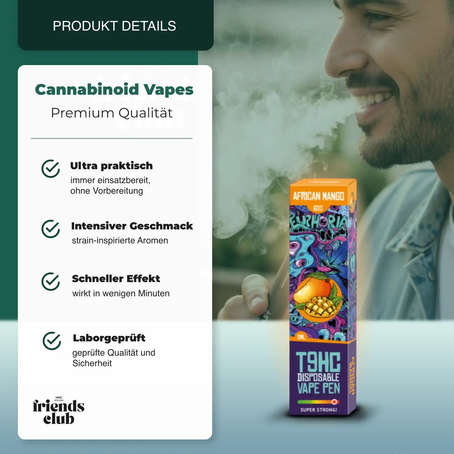 T9HC Einweg-Vape Pen – African Mango (2 ml) - hhcfriends