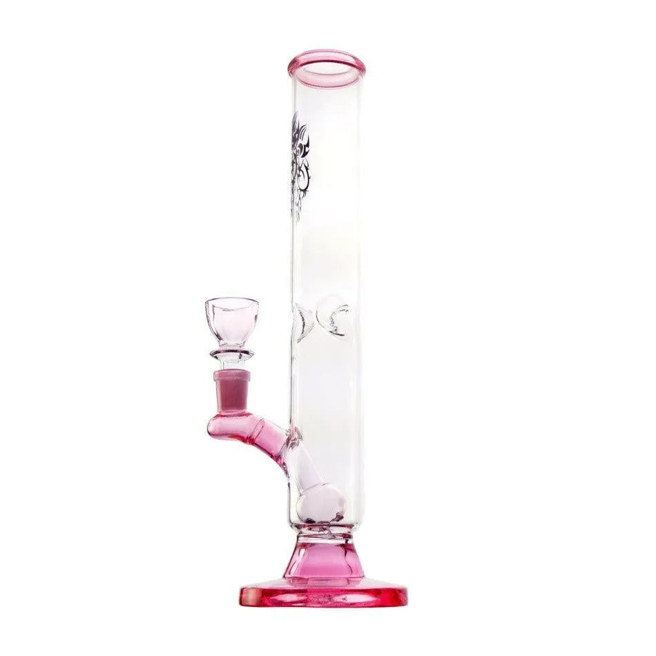 Glasbong-Mund Rosa Chillum und Diffusor H: 30 cm-HHCFriends