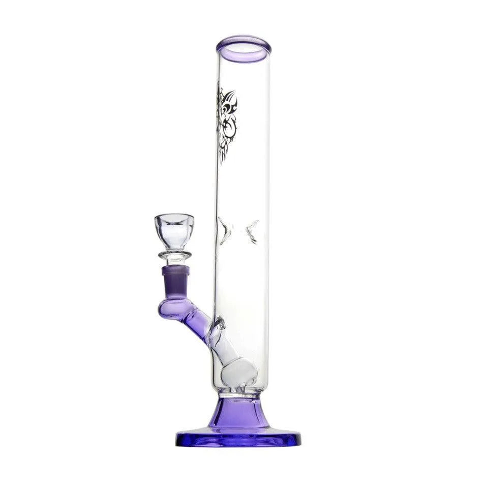 Glasbong-Mund Lila Chillum und Diffusor H: 30 cm-HHCFriends