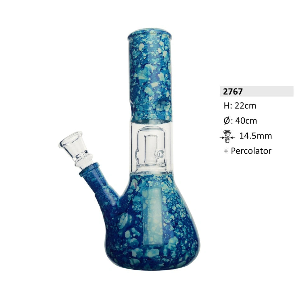 Glazen bong met percolator H: 22cm Socket: 14,5mm Ø: 40mm