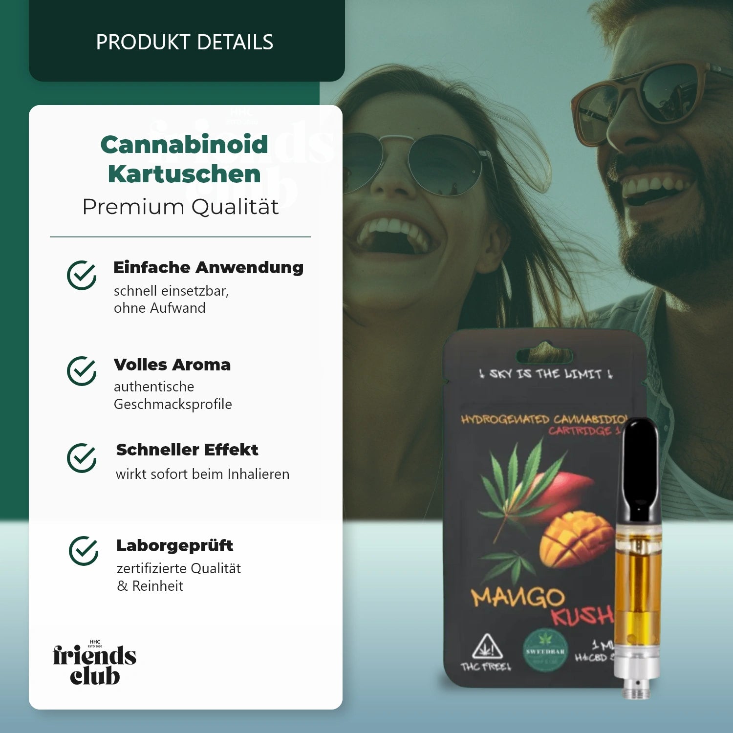 H4CBD Kartusche Mango Kush 90% 1ml THC Free HHCFriends