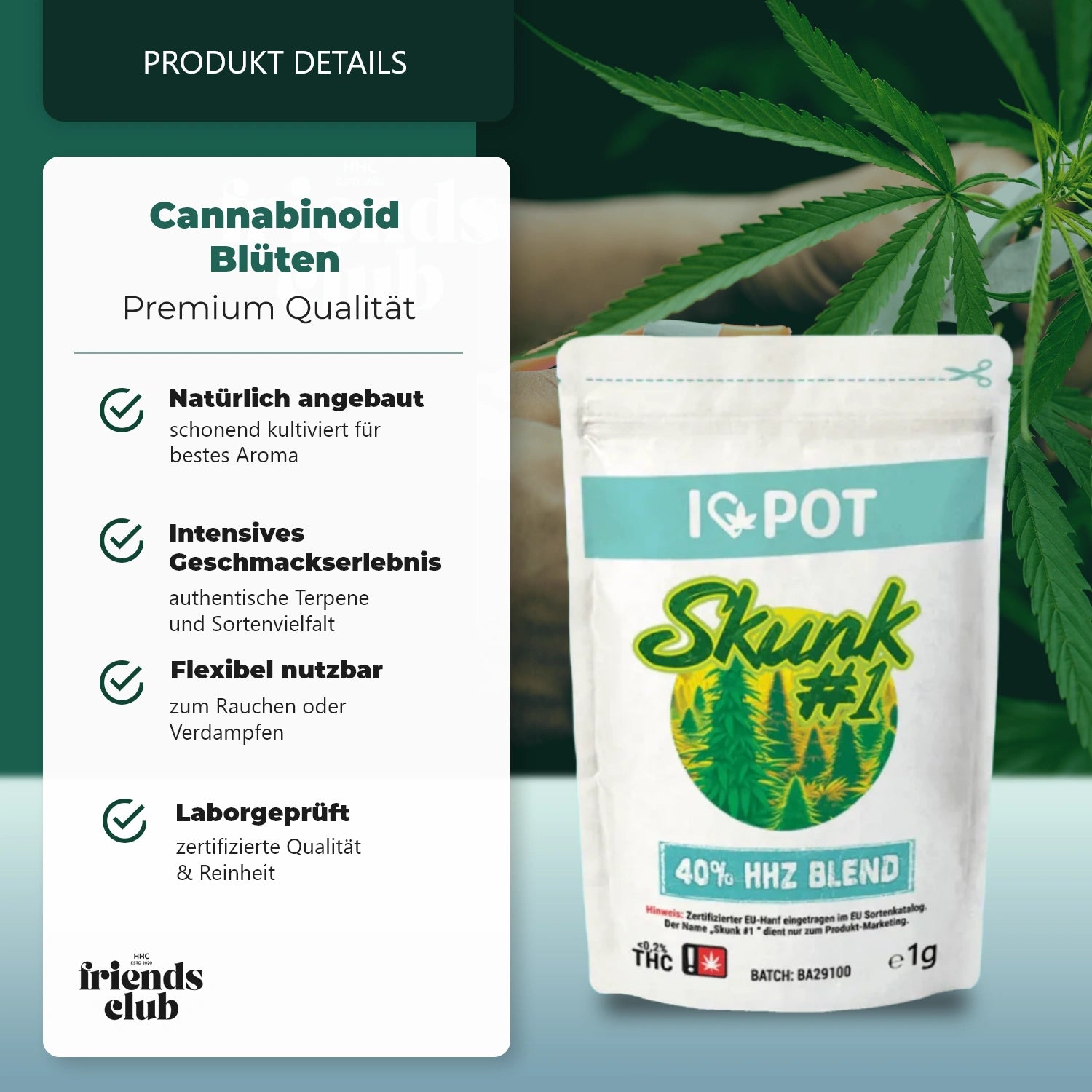 HHZ Blüteb Skunk 40%-HHCFriends