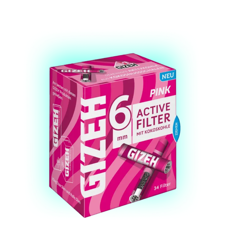 GIZEH PINK Active Filter Slim mit Kokoskohle 34 Stück-HHCFriends